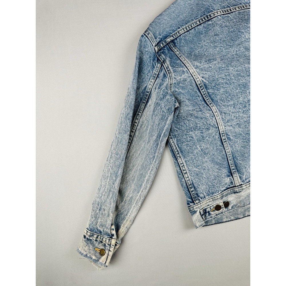 Vintage 80s Lee Riders 153438 USA Denim Trucker Jacket Medium Faded Distressed - Picture 12 of 14